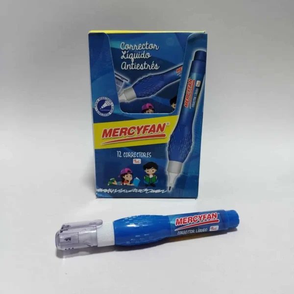 CORRECTOR PUNTA METAL AZUL 9ML CAJA X12 UND