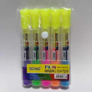 RESALTADOR ESTUCHE X5 DOBLE PUNTA COLOR Y AMARILLO