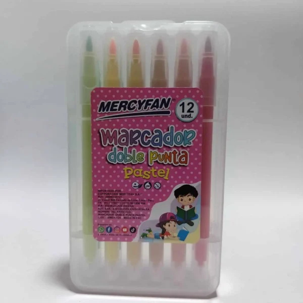 MARCADOR DOBLE PUNTA PASTEL X12 UND - Imagen 2