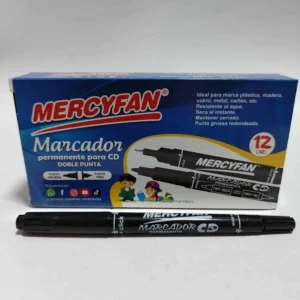 MARCADOR CD DOBLE PUNTA PERMANENTE NEGRO CAJA X12 UND