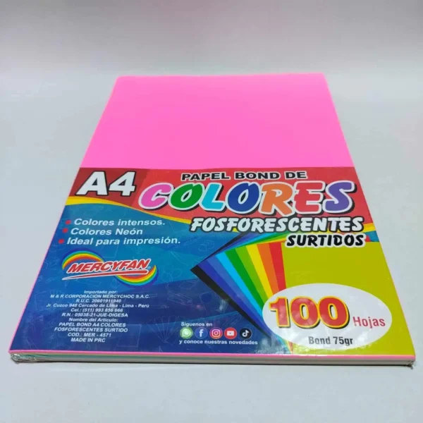 BOND A4 COLORES X100 UND