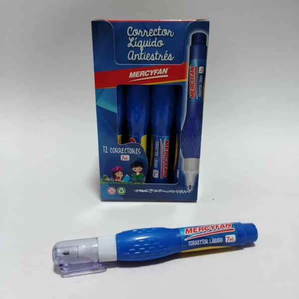 CORRECTOR PUNTA METAL AZUL 7ML CAJA X12 UND